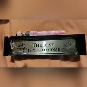 metal bookmark with pink tassel comes new in giftbox ready to gift!